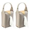 Pack Of 2 PU Leather Hanging Tissue Holder Paper Towel Refill Box for Home and Car Use Stylish Kitchen Napkin Dispenser
