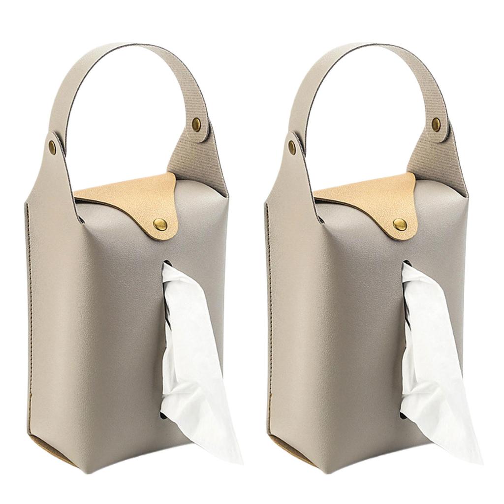Pack Of 2 PU Leather Hanging Tissue Holder Paper Towel Refill Box for Home and Car Use Stylish Kitchen Napkin Dispenser