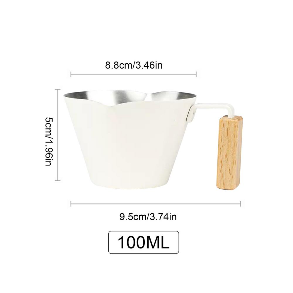 Coffee Measuring Cup 100ml Double Spout Brewing Mug With Scale Stainless Coffee Pour Cup With Handle For Cafe Tea Milk Home