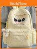 Cute Cartoon Cat Backpack For Girls With Nylon Material And Large Capacity For School Use