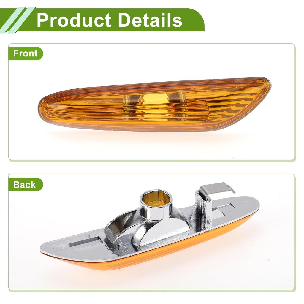 HOPESPANNER Waterproof Yellow Side Marker Light Covers with Plastic Lenses for BMW 320i 2002-2005 (Part Number 63137165913)
