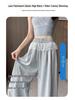 High-Waist Lace Splice Women's Spring/Summer Loose Straight-Leg Pants