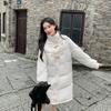 Horn button down cotton jacket mid-length cotton jacket women's winter 2025 new loose warm thickened padded jacket jacket