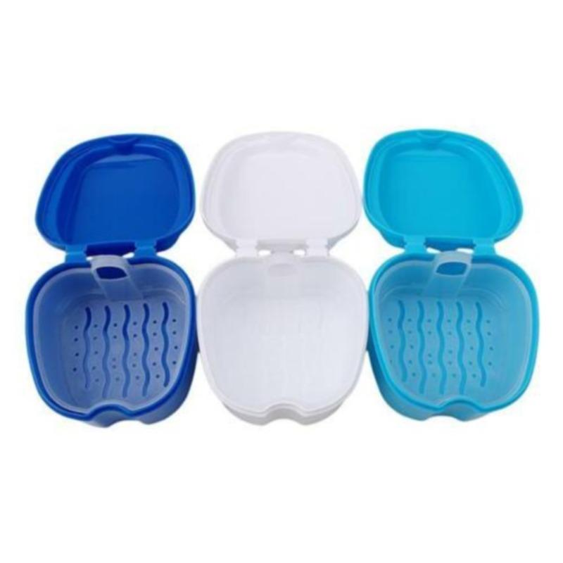 Denture Bath Box Cleaning False Teeth Storage Box With Hanging Net Container Artificial Tooth Case Orthodontic Retainer Case