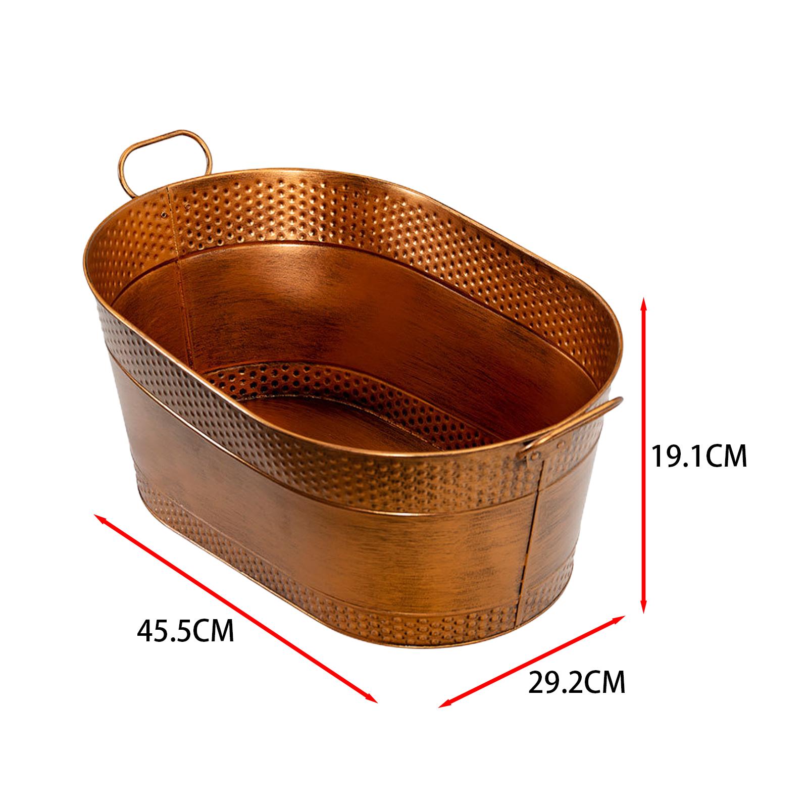 

Galvanized Tub Ice Bucket with Carry Handles Metal Drink Buckets Storage Container for Champagne Cocktails Wine Cooling Bar Home коричневий