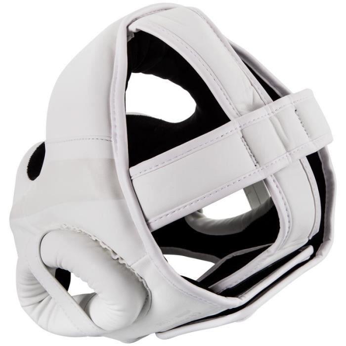Casque De Boxe - VENUM - ELITE - Cuir Shintex Premium - Mousse Triple Densité - Blanc/Blanc