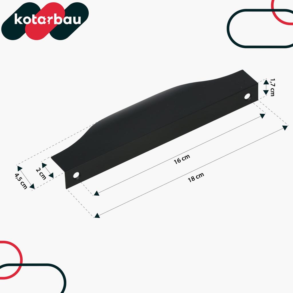 Kotarbau® Modern Edge Furniture Handle Aluminum Matte Black 160 / 180 Mm Set Of 2