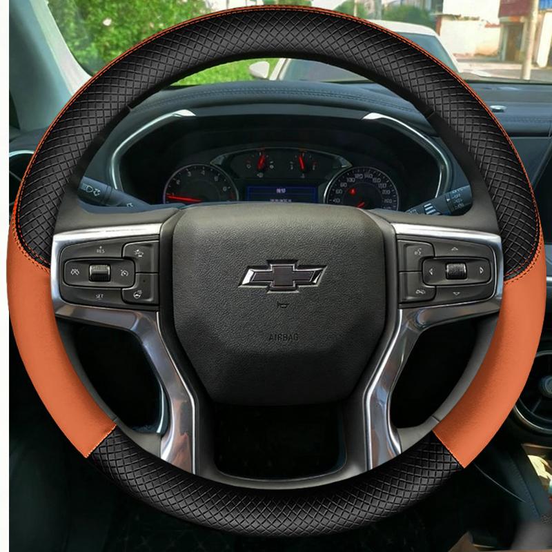 Microfiber Leather Car Steering Wheel Cover For Chevrolet Blazer 19-22 Silverado 19-21 3500HD 20-21 Suburban Tahoe 21