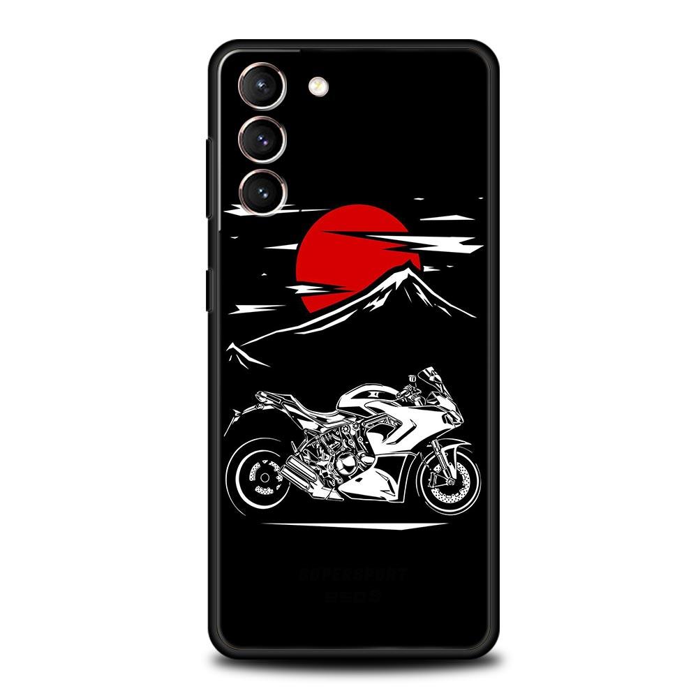 

Moto Bike Motorcycle Phone Case For Samsung Galaxy S23 S22 S21 Ultra S20 FE 5G S10 S9 S24 Plus S10E Cover Black Silicone Shell Samsung S20 FE