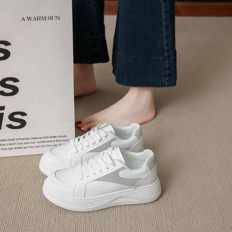 College style simple platform white shoes autumn new lace-up casual shoes student versatile board shoes women