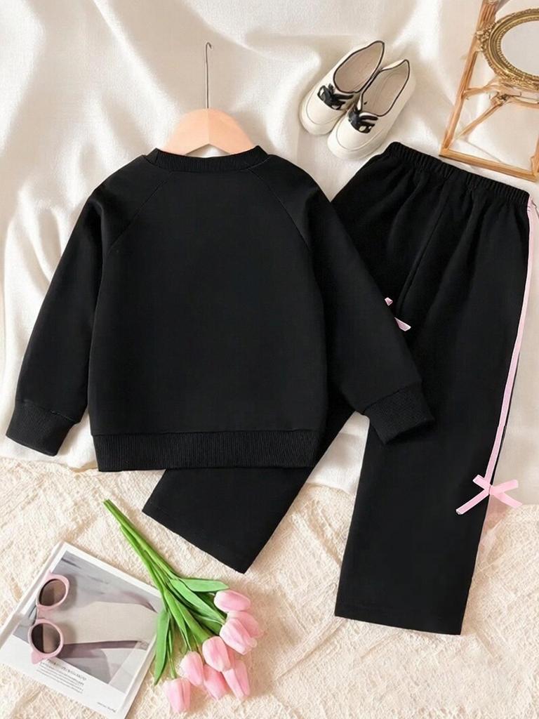 Girls' Spring/Autumn Hoodie & Trousers Set: Long Sleeve Casual Sportswear