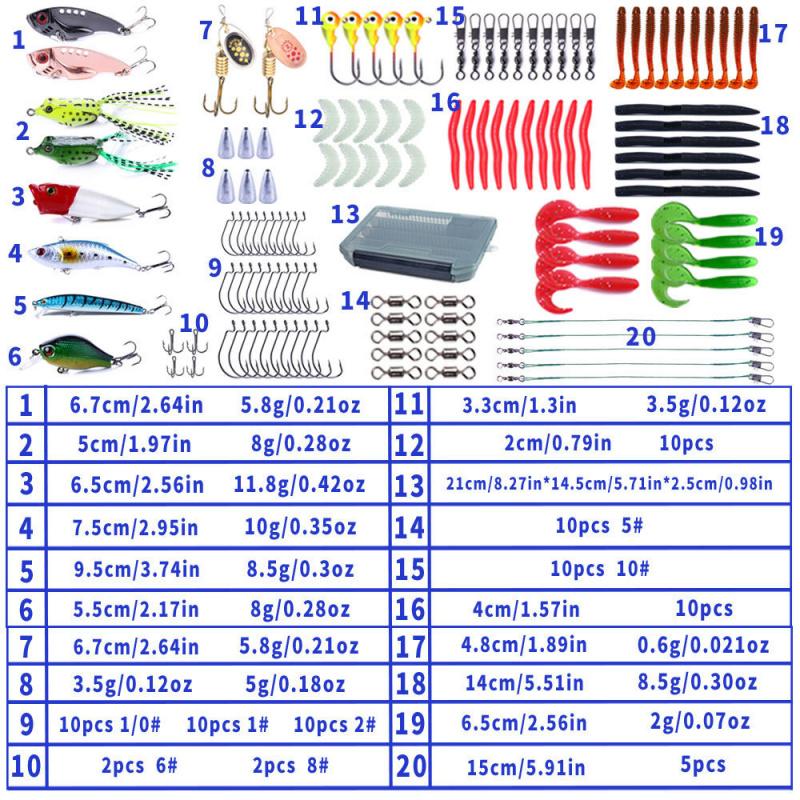 Full Set142Fish hook set, fishing line, fishing float, fishing accessories, tools, equipment, fishing tackle box, bait combinati