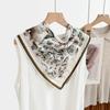 Retro New Fashion Temperament Silk Double Silk Scarf Women's Spring and Summer High Sense 100% Mulberry Silk Double Crepe Lace Square