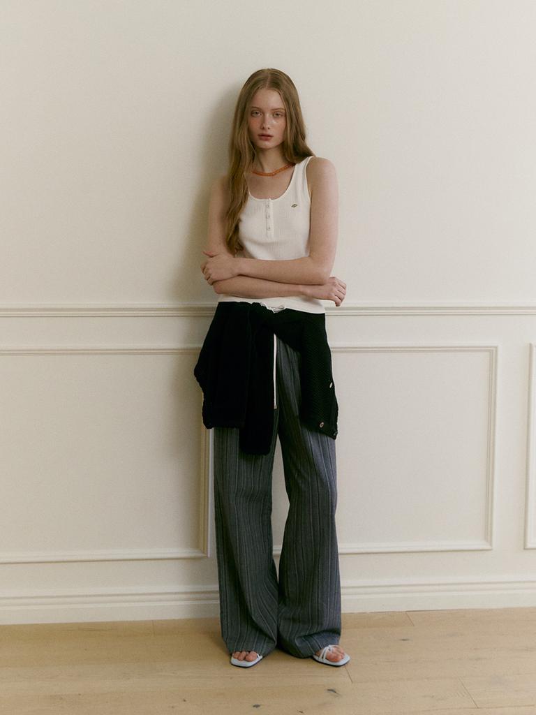 MOAT Cozy Stripe Elastic Pants (Navy Stripe)