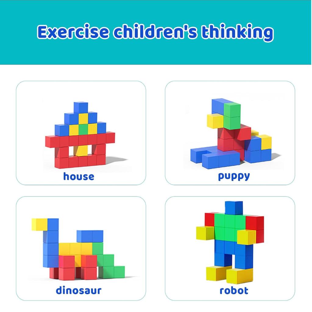 32-Pcs Magnetic Blocks, Montessori-Style 3D Color Building Toys. Educational Construction Cubes for Kids Aged 3+, Perfect Gift