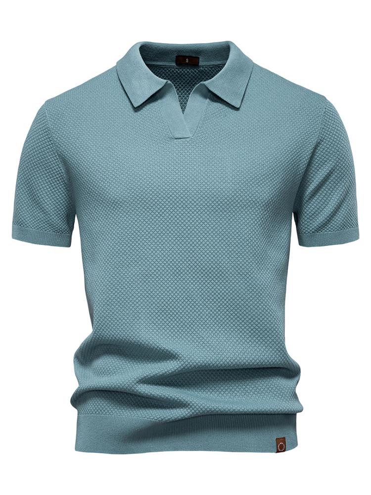 2025 New Summer Men's Golf Polo Shirt Premium Solid Color Breathable Collared Knitted Social Casual