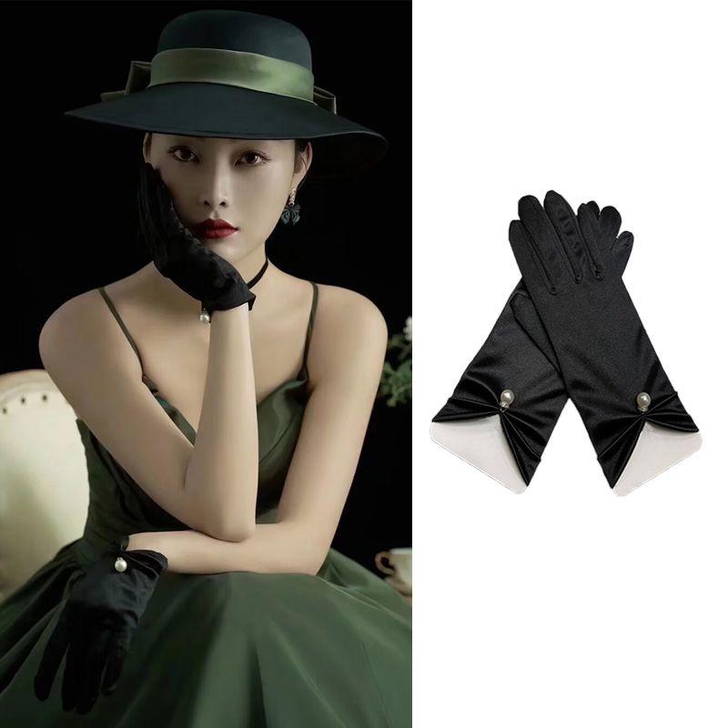 

Свадебные перчатки Свадебное платье Сатин Лолита Фотография Ювелирный магазин Роскошный Якорь Руководство по покупкам Black One size