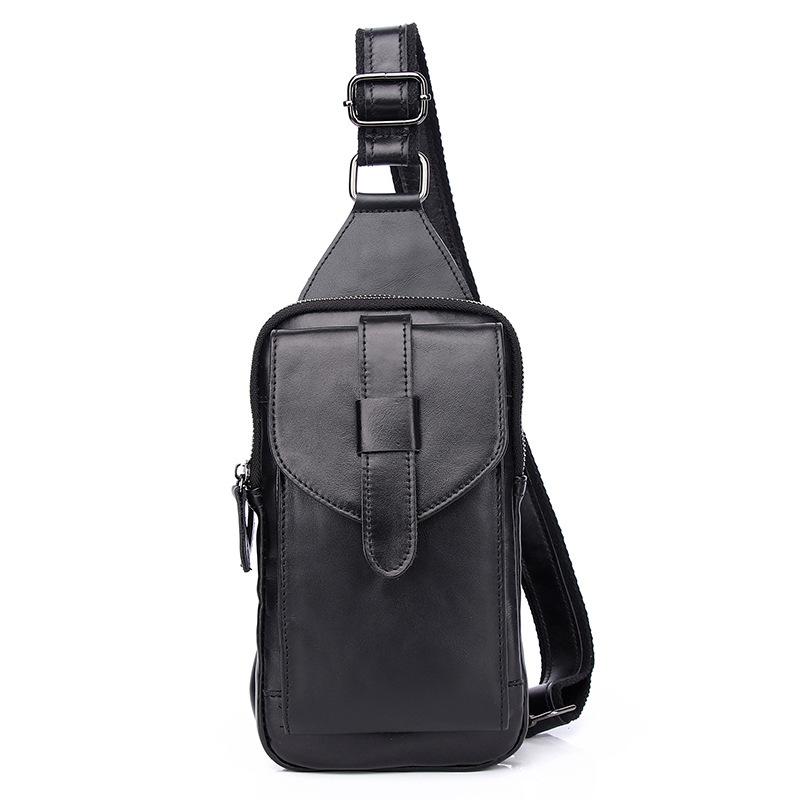 

Leather Men S Breast Bag Casual Men S Crossbody Outdoor Mini Mobile Phone Small Backpack Trendy Men S Bag чорний
