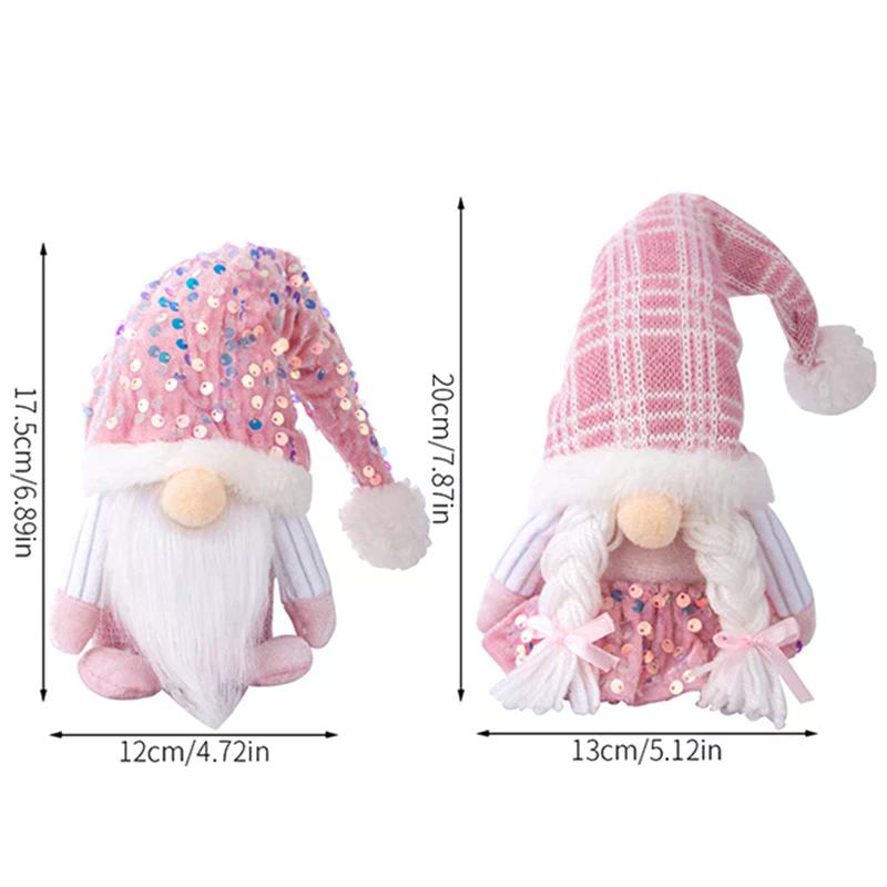 Elf Dwarf Gnomes Doll Pink Sequin Hat Design Christmas Gnome Plush Decorations For Home Christmas Table Decorations