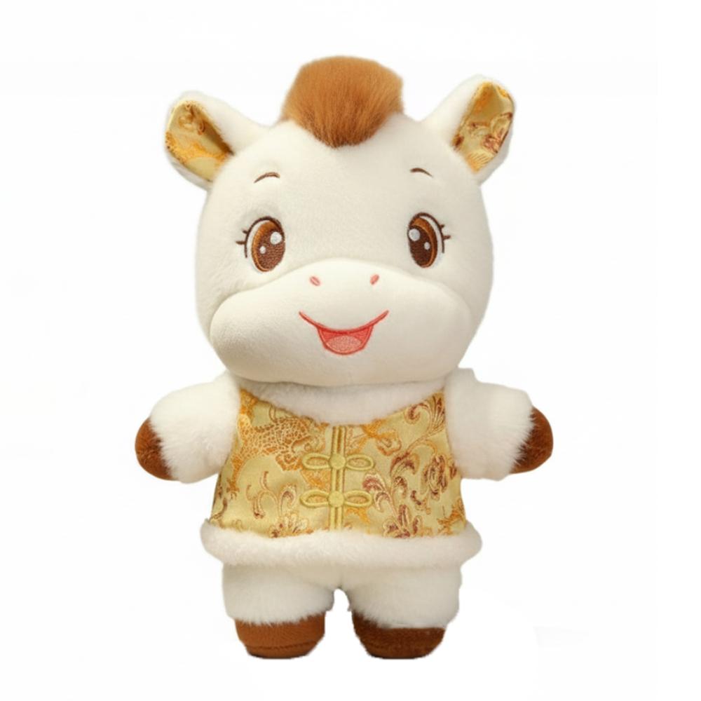 

Cute Stuffed Horse Toy Mascot Zodiac Pony Figurine dorable 2026 Horse Plush Doll Year of Horse 25cm-yellow clothes