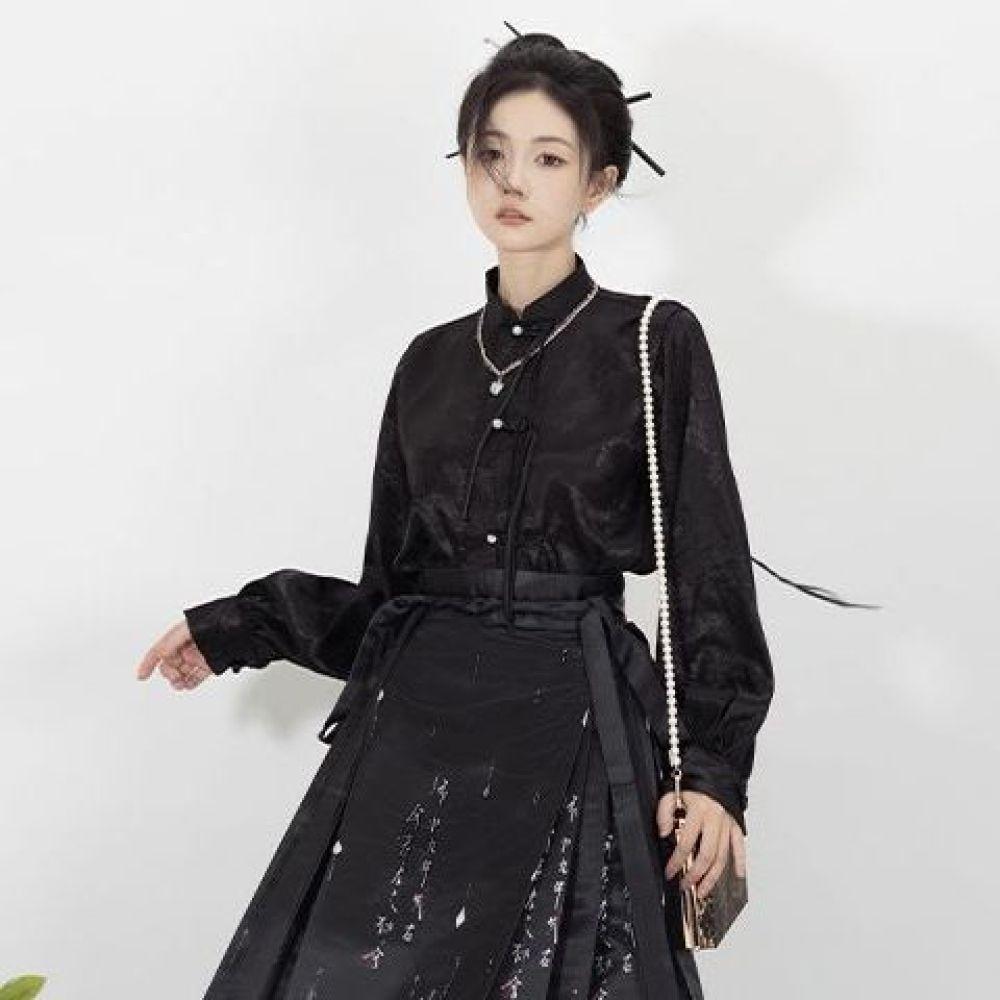 Costum de navetă îmbunătățit zilnic, în stil chinezesc din dinastia Ming, fustă Hanfu cu față de cal