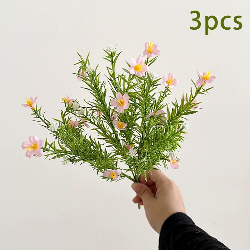 3pcs 7 Fork of Plants Jasmine Small Wild Chrysanthemum Flower Arrangement with Grass Nordic Home Decoration Pastoral Fake Flower