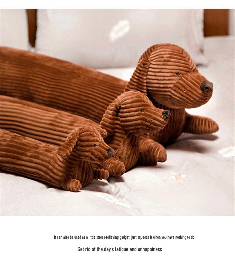 Cartoon Dachshund Plush Cushion: Panda Design Pillow and Leg Clip