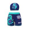 Kids Waterproof Swim Trunks with High Elasticity Four Corner Design and Matching Swim Cap Suitable for Summer Swimming Activities