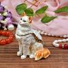 FJ FENGZHIJIE Cat Figurine Decorative Gold Crystal Enamel Trinket Box Jewelry Box, Cat Lover Gift