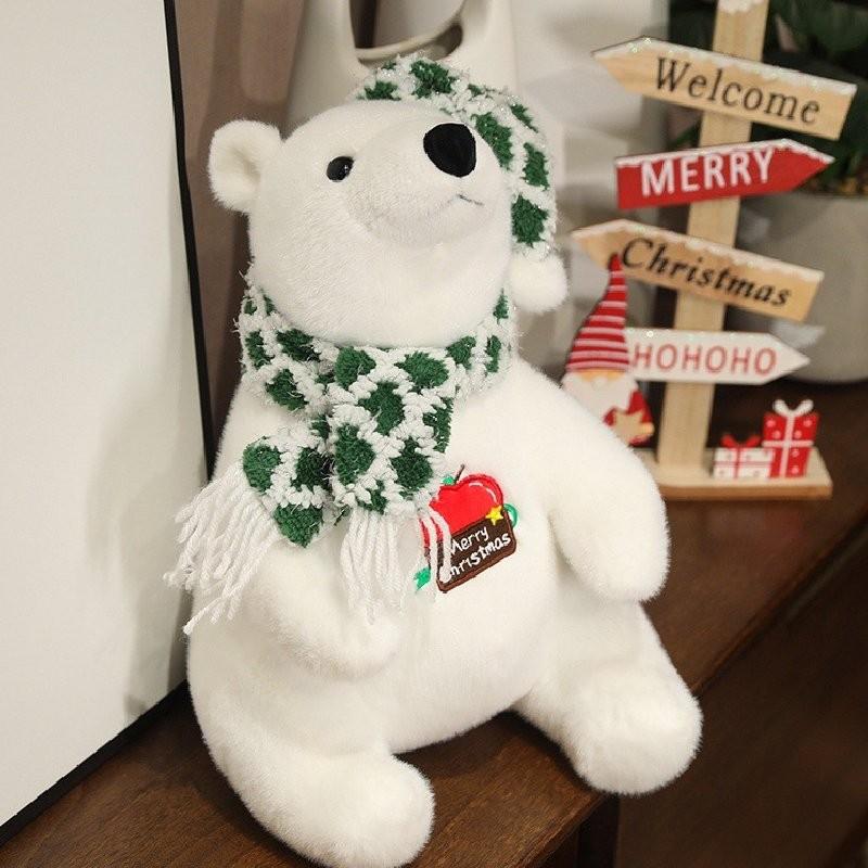 Adorable White Plush Polar Bear Toy With Cute Scarf Perfect For Kids Birthday Gifts And Decorations