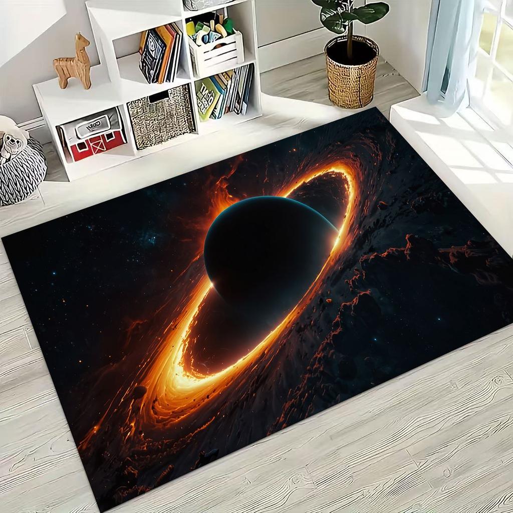 Dreamy Galaxy Universe Space Stars Black Hole Earth Rug for Bedroom Living Room Sofa Home Doormat Decor,Kid Non-slip Floor Mat