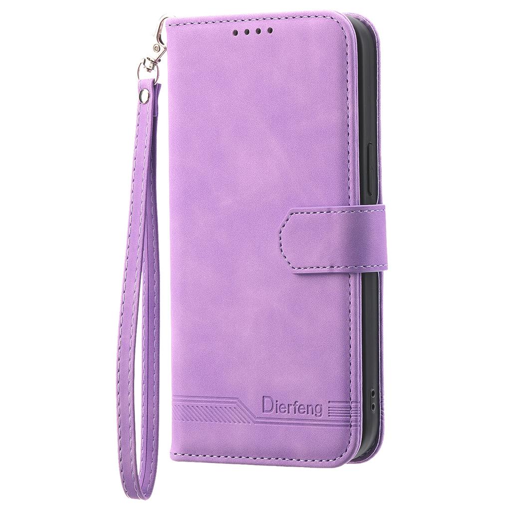 DIERFENG DF-03 For iPhone 16 Case Anti-Drop Lines Imprinted Wallet Phone Cover