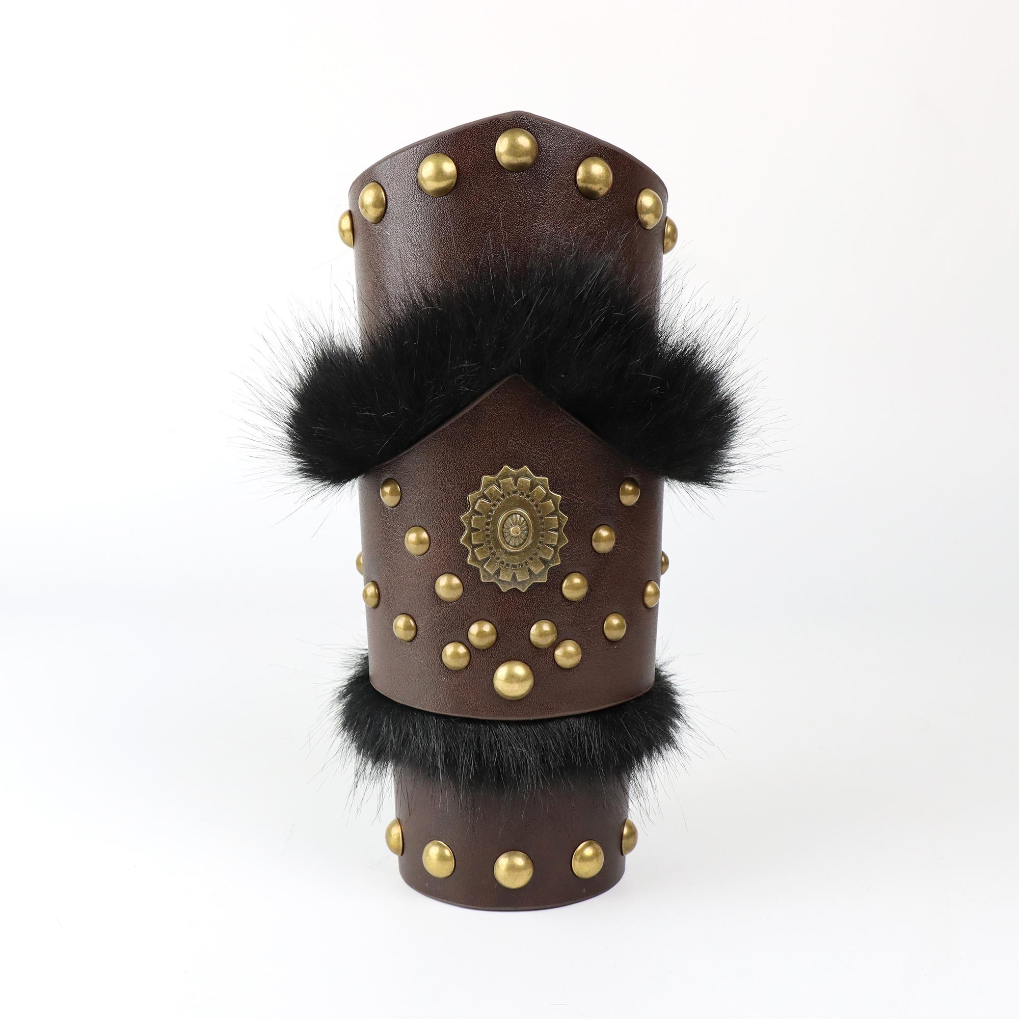 

Средневековый Ретро ПУ Кожаный Браслет с Заклепками Браслет с Отделкой из Искусственного Меха Аксессуары для Ролевых Игр Викингов Пиратов One Size