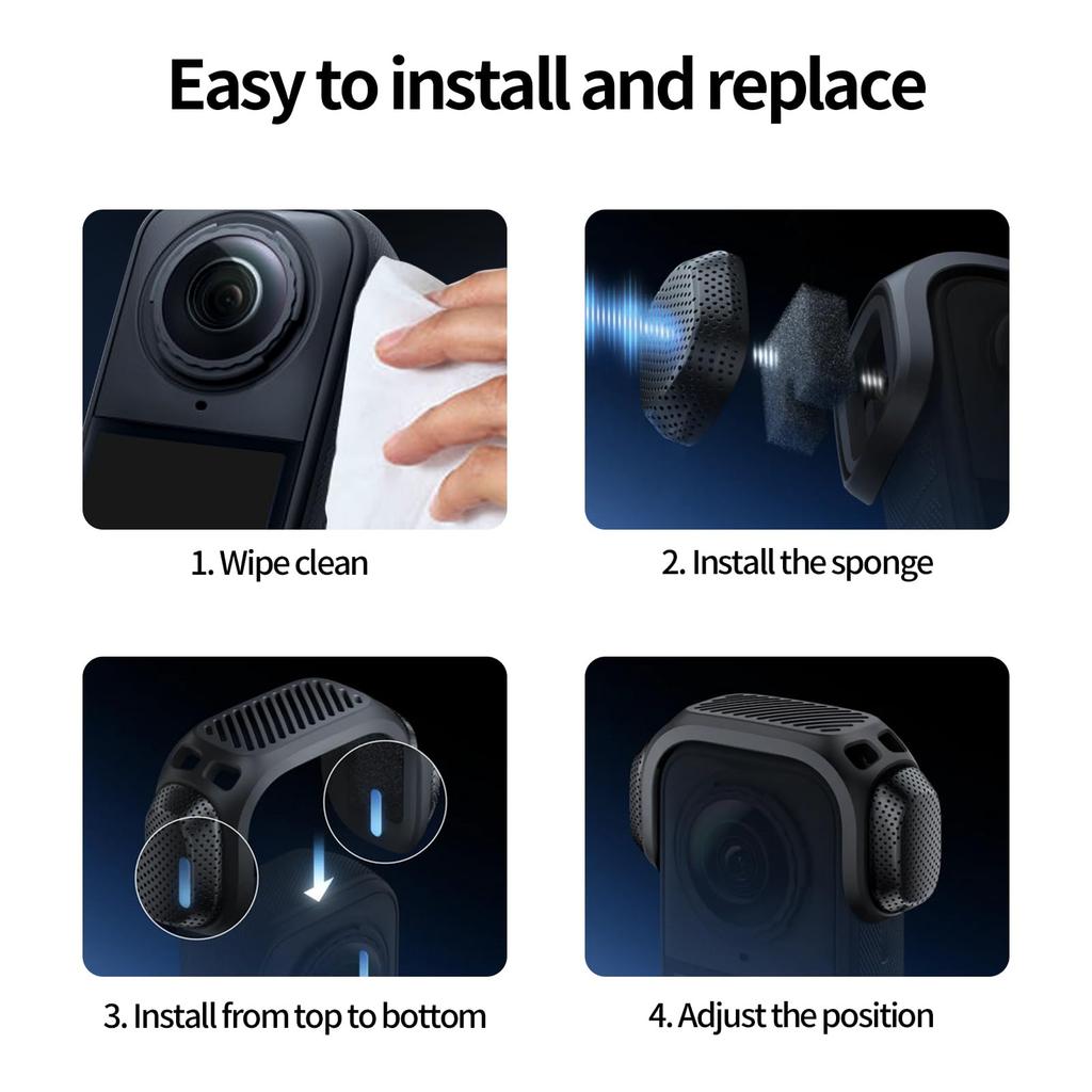 JOYSOG X5 Microphone Wind Muff Foam Soundproof Noise Reduction Cover for Insta360 X5 Action Camera
