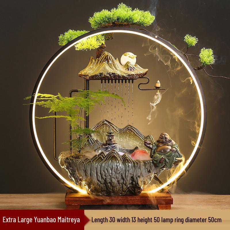 Flowing Water Backflow Incense Fountain & Humidifier - Perfect for Home, Office, or Gift Decoration.