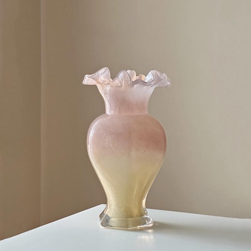 Vintage Fenton Glass Vase Pearl Iridescent Handmade Fish Tail Flower Vase Luxury Home Decor