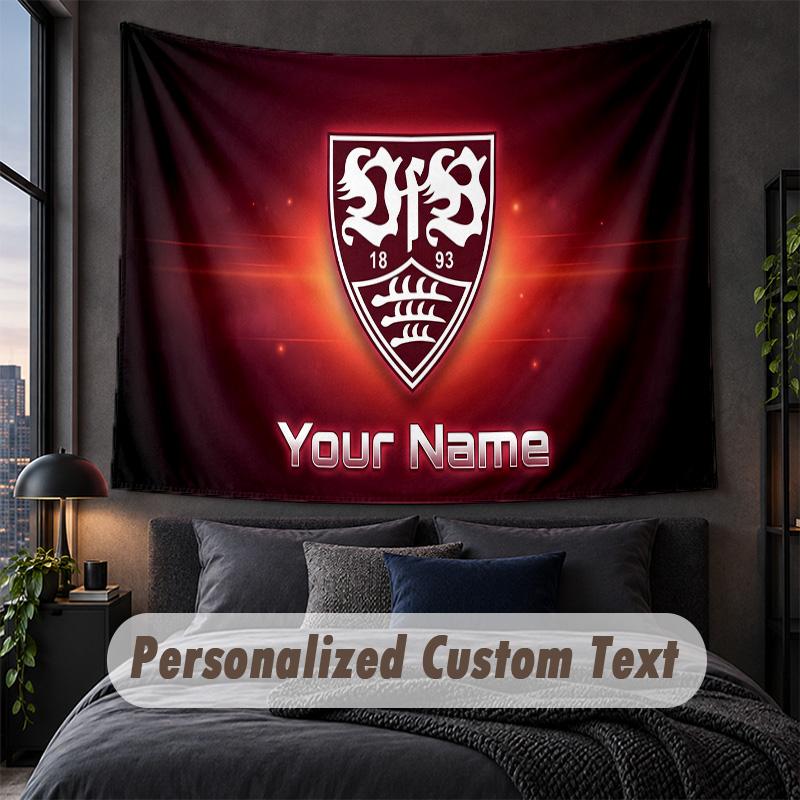 Custom Name Text Tapestry,VfB Stuttgart FC Decorative Wall Hanging, Background Tapestry For Home Bedroom