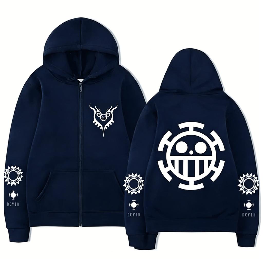 One Piece Graphic Hoodie Zip Up Man Women Anime Skeleton Print Sweatshirt Streetwear Casual Jacket Long Sleeve Tops Spring