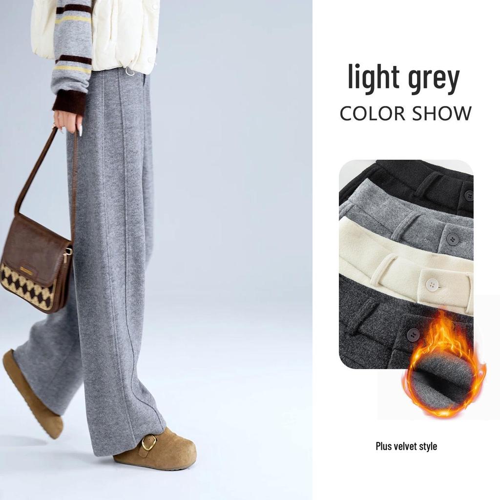 Elegant Minimalist High-Waisted Wool Wide-Leg Pants for Women - Autumn/Winter 2025 Collection