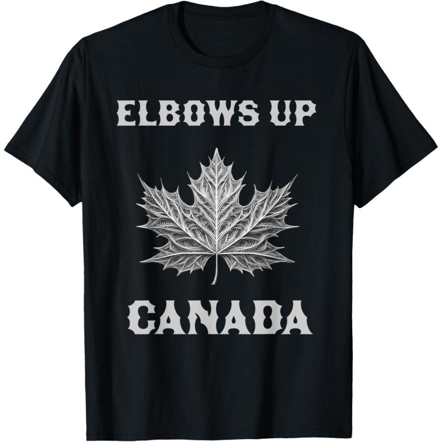 

SHANGCHEN Elbows Up Proud Canadians Say No to Tariffs Maple Leaf Merch T-Shirt XXXXXL різнокольоровий