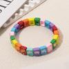 Colorful Zirconia Enamel Bangle Geometric Jewelry Accessories Women Rainbow Beaded Bracelets Elastic Macaron-colored Bracelet