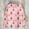 Ladies' Fashionable And Casual Christmas Cute Printed Round Neck Long Sleeved Knitted Yarn