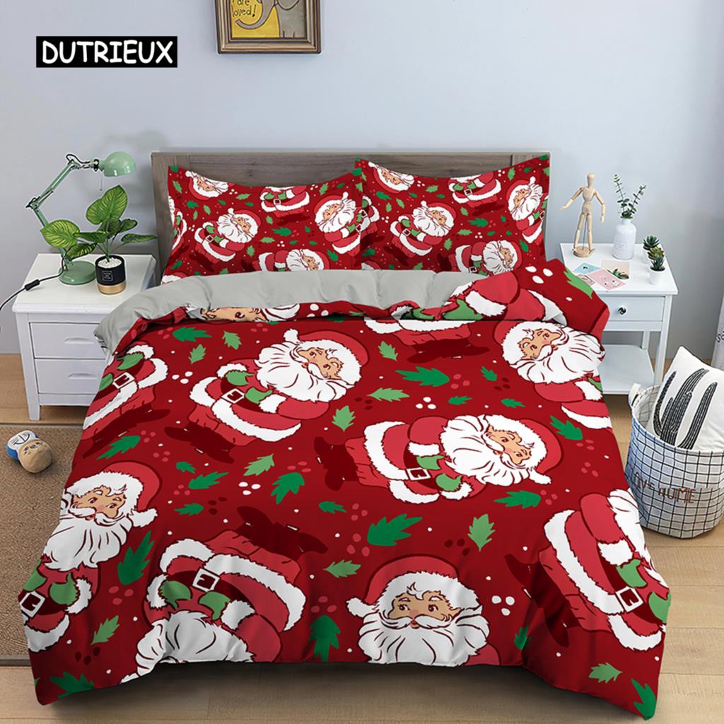 Weihnachtsmann Muster Bettwäsche Set Weihnachts Rentier Bettbezug Set für Kinder Jungen Mädchen Steppdeckenbezug Queen Polyester Bettdeckenbezug