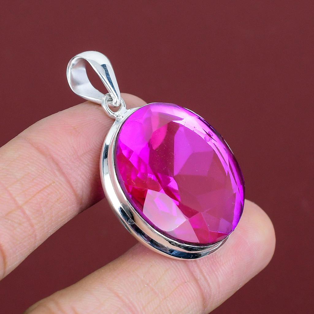 Faceted Pink Tourmaline Pendant 925 Sterling Silver Pendant Handmade Pendant Gemstone Jewelry Designer Pendant Gifts for Friend Boho Jewelry