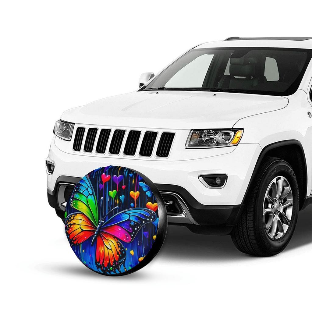 1pc Beautiful Butterfly Car Spare Tire Protection Cover | Suitable For 14-17 Inch Tires, Polyester Material, Universally Applica