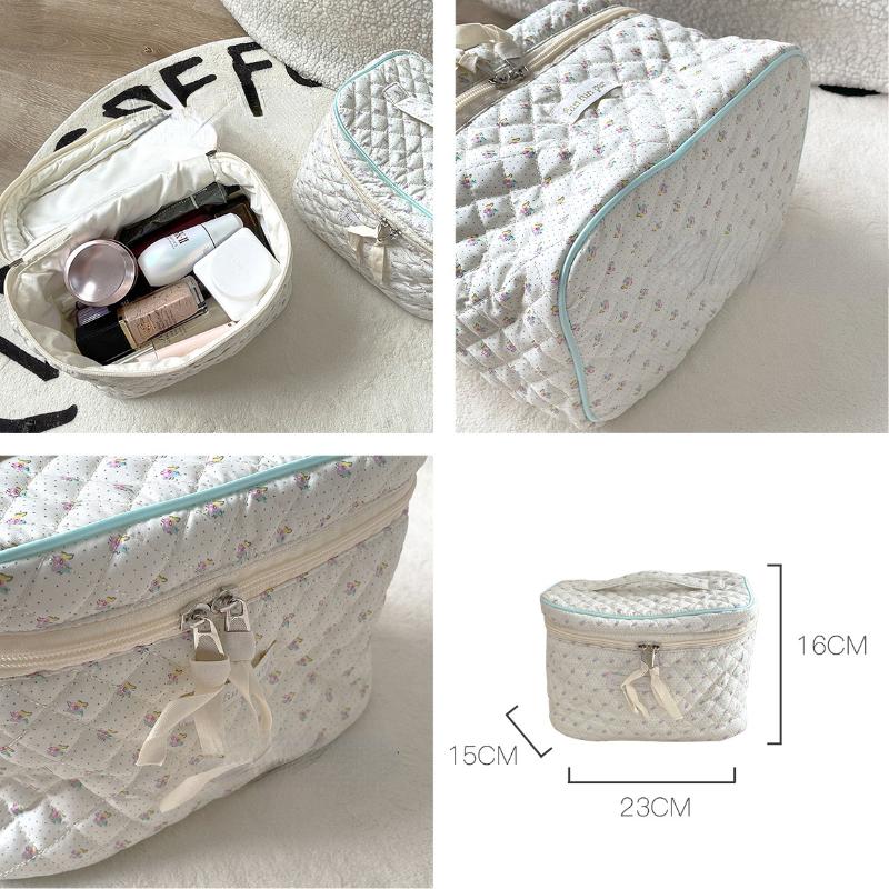 Einfache Große Kapazität Damen Kosmetiktaschen Süße Blume Weicher Stoff Reise Aufbewahrungstasche Mode Tragbare Weibliche Handtasche Geldbörse