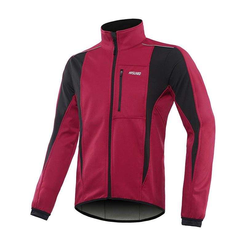 ARSUXEO Veste de cyclisme d'hiver coupe-vent doublée polaire 3 couches pour homme Vêtement d'extérieur chaud pour le sport en extérieur