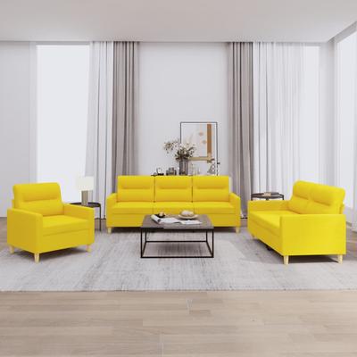 Vidaxl 3-Piece Lounge Set, Fabric Upholstered, Light Yellow