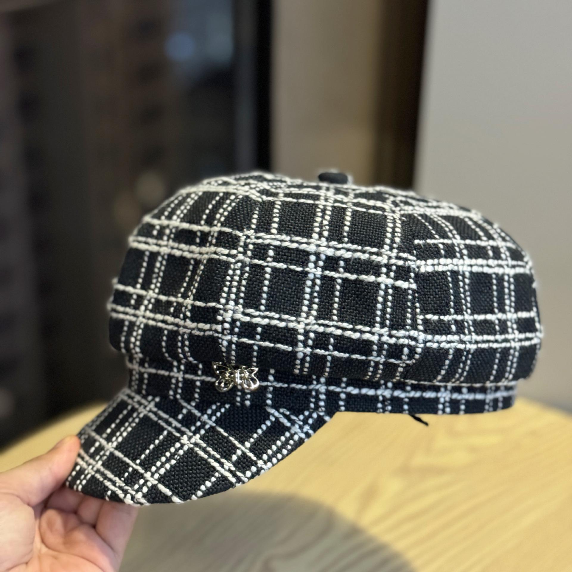 

Новый стиль Сяосян Ретро Клетчатая Корейская версия Кепка газетчика Берет Восьмиугольная шляпа Женская Универсальная Мода Adjustable