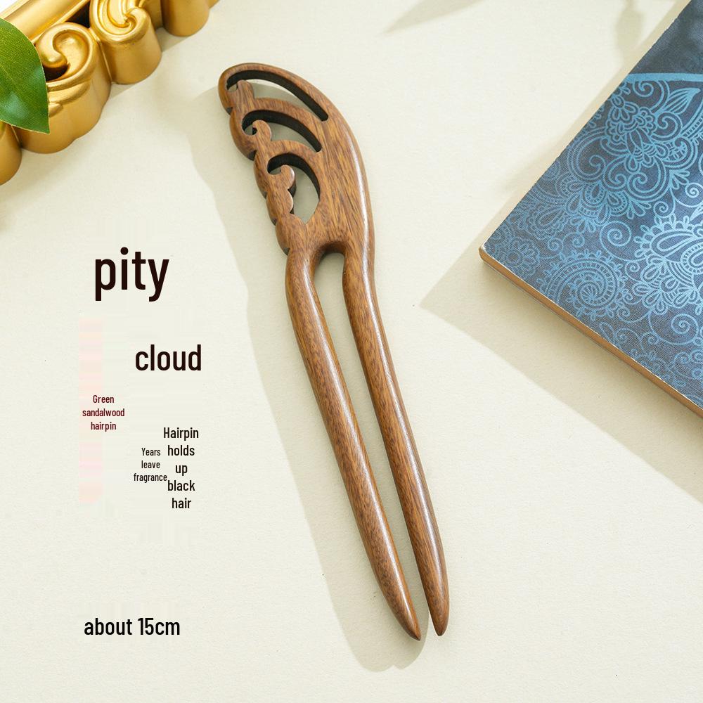 Handmade Wooden U-Shaped Double Hairpin: Ancient Style Updo Accessory for Hanfu